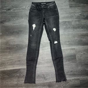 Maurices Black Distressed Jeans Skinny Size XS Grunge Punk Goth Style
